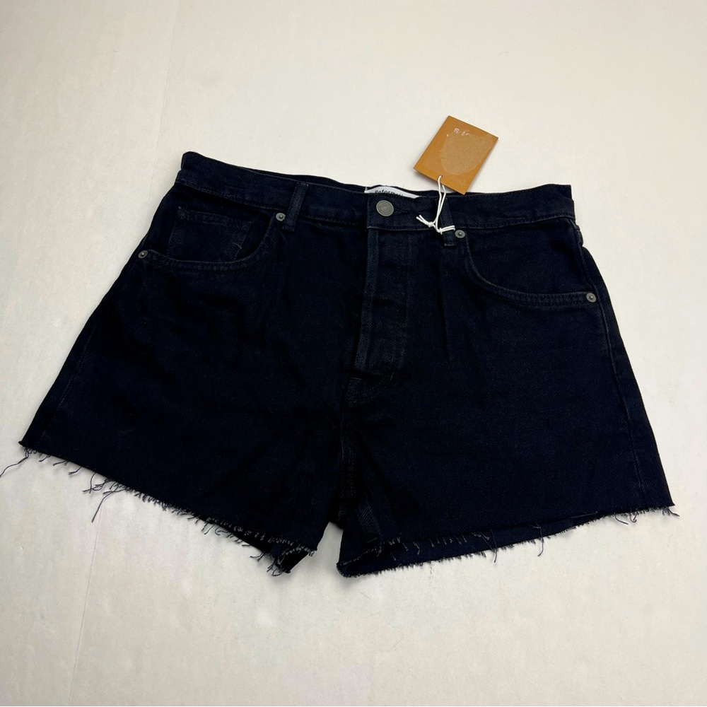 Reformation Jeans Charlie High Rise Jean Short Womens SZ 29 Black Button Fly NEW